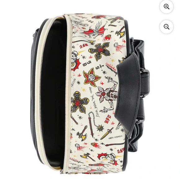 Netflix Stranger Things Hellfire Club 10.5" Mini Backpack, Black/White - Picture 2 of 2